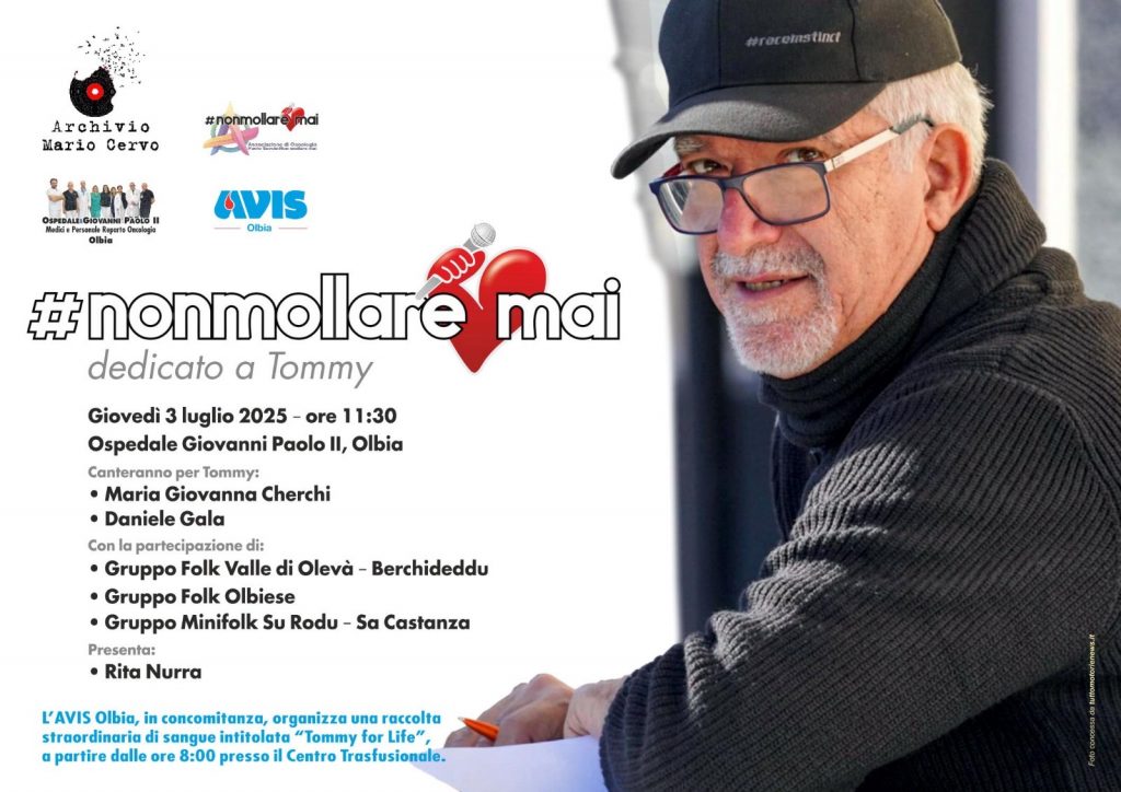 Un anno senza Tommy Rossi: il 3 luglio evento all’ospedale di Olbia