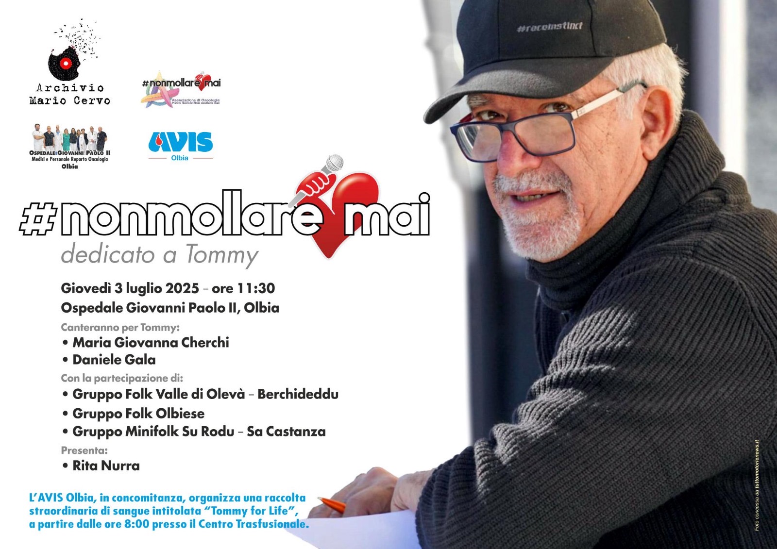 Un anno senza Tommy Rossi: il 3 luglio evento all’ospedale di Olbia